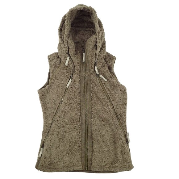 Kuhl Jackets & Blazers - Kuhl Flight Vest Women Small Brown Deep Pile Sherpa Fleece Full Zip Hidden Hood